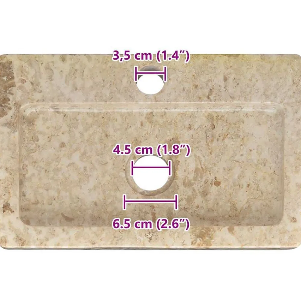 vidaXL Lavabo de pared mármol 38x24x6,5 cm Crema Best