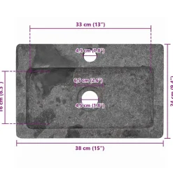 vidaXL Lavabo de pared mármol 38x24x6,5 cm Gris New