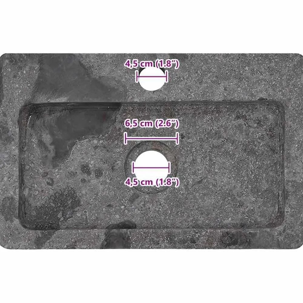 vidaXL Lavabo de pared mármol 38x24x6,5 cm Gris New