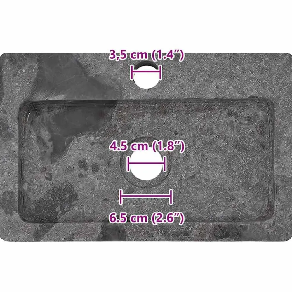 vidaXL Lavabo de pared mármol 38x24x6,5 cm Gris New
