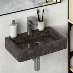 vidaXL Fontanería-Lavabo de pared mármol crema 38x24x6,5 cm
