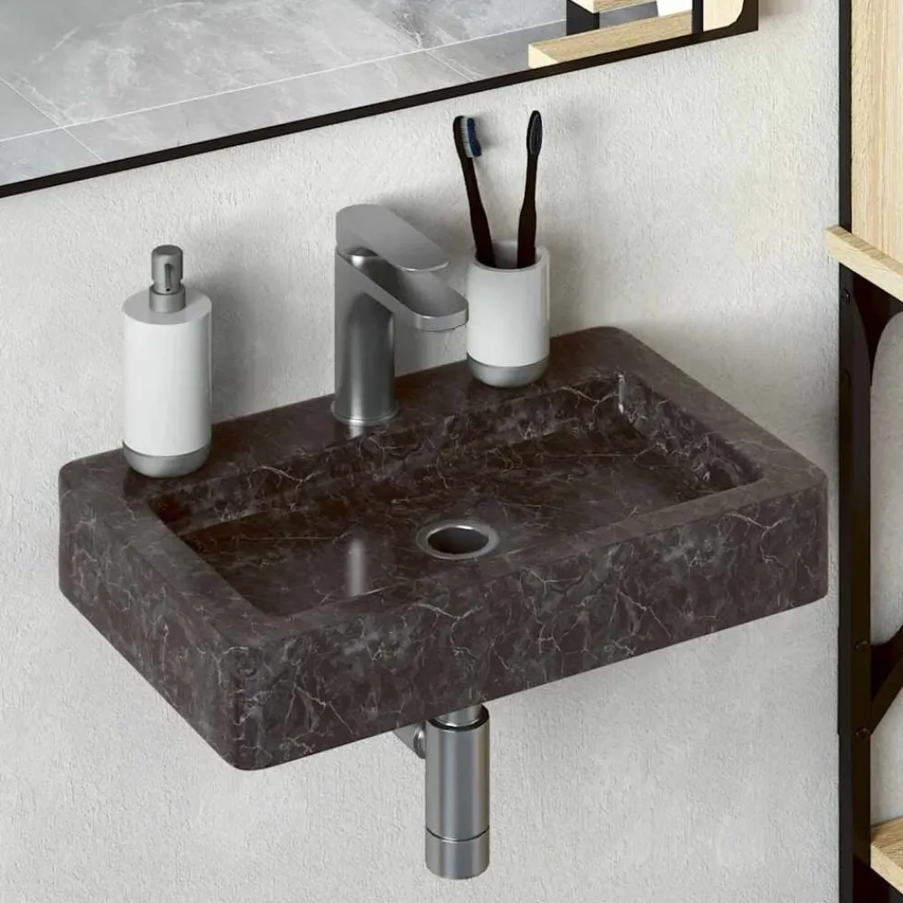 vidaXL Fontanería-Lavabo de pared mármol crema 38x24x6,5 cm