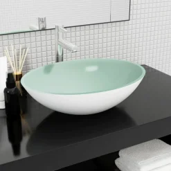 vidaXL Fontanería-Lavabo de vidrio 50x37x14 cm