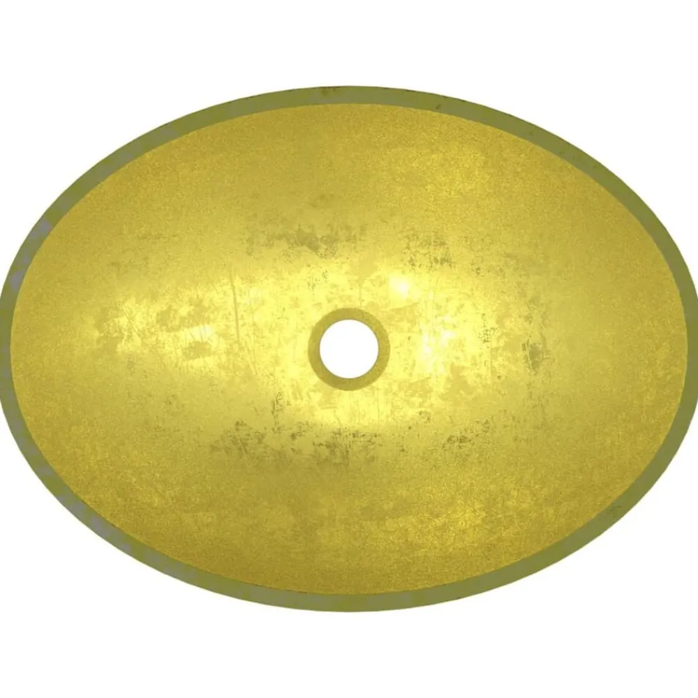 vidaXL Lavabo de vidrio 50x37x14 cm Dorado Sale
