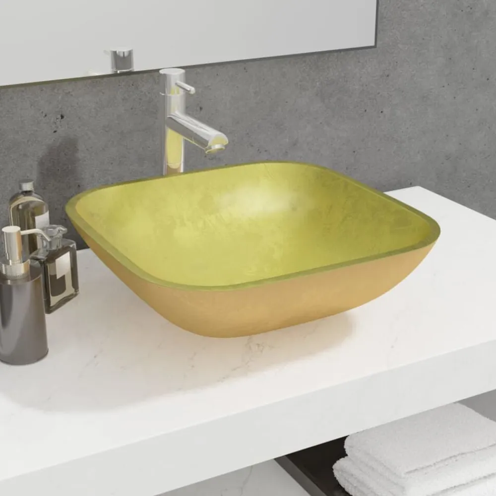 vidaXL Fontanería-Lavabo de vidrio 42x42x14 cm