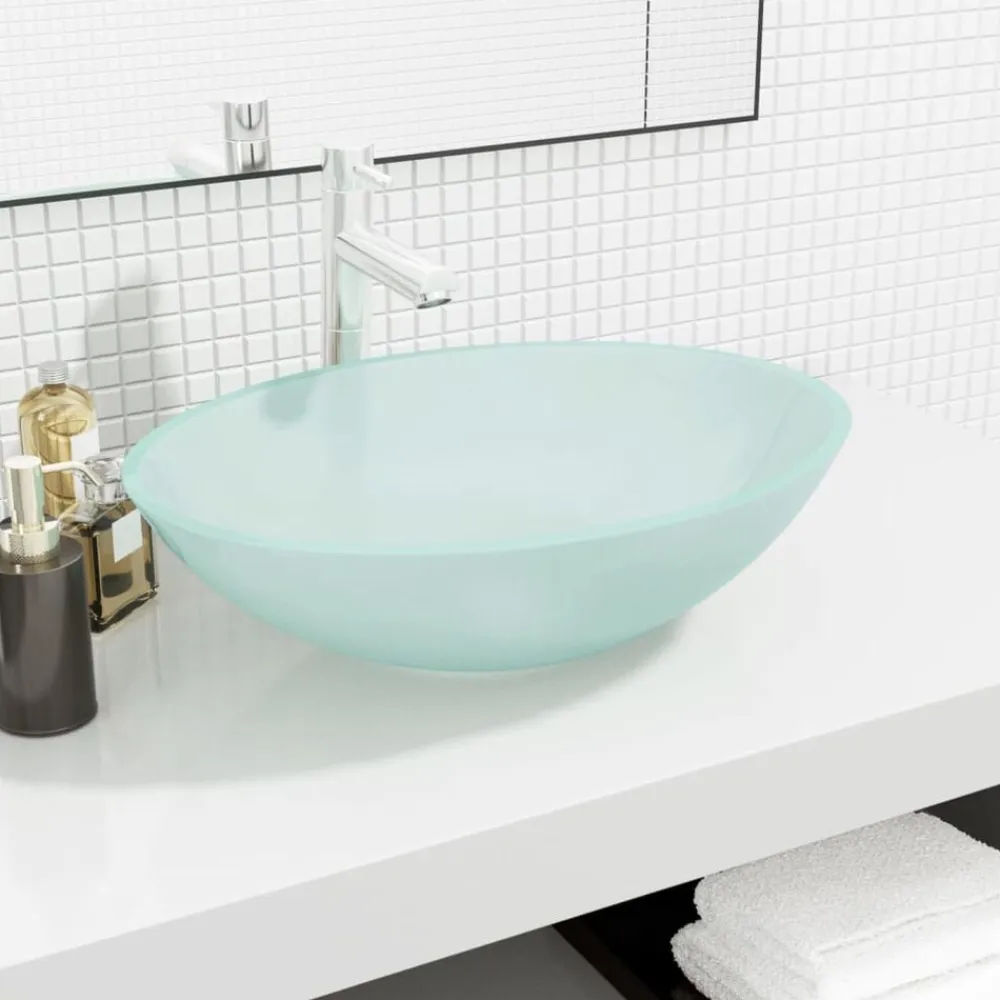 vidaXL Lavabo de vidrio 50x37x14 cm Esmerilado Clearance