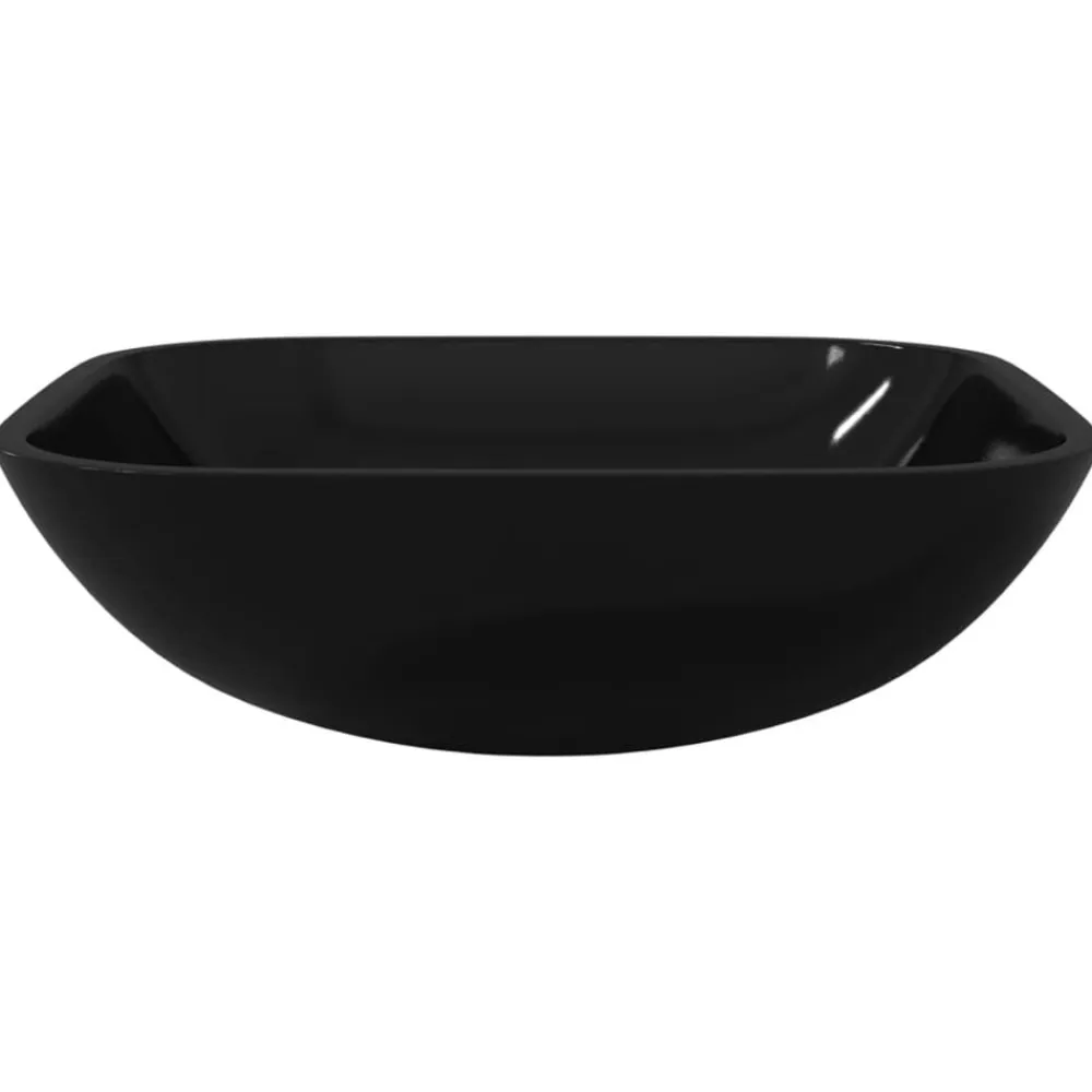 vidaXL Lavabo de vidrio 42x42x14 cm Negro Clearance