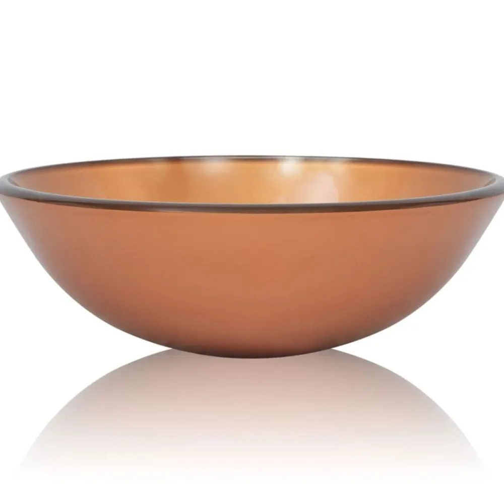 vidaXL Lavabo de vidrio templado 42 cm marrón Online