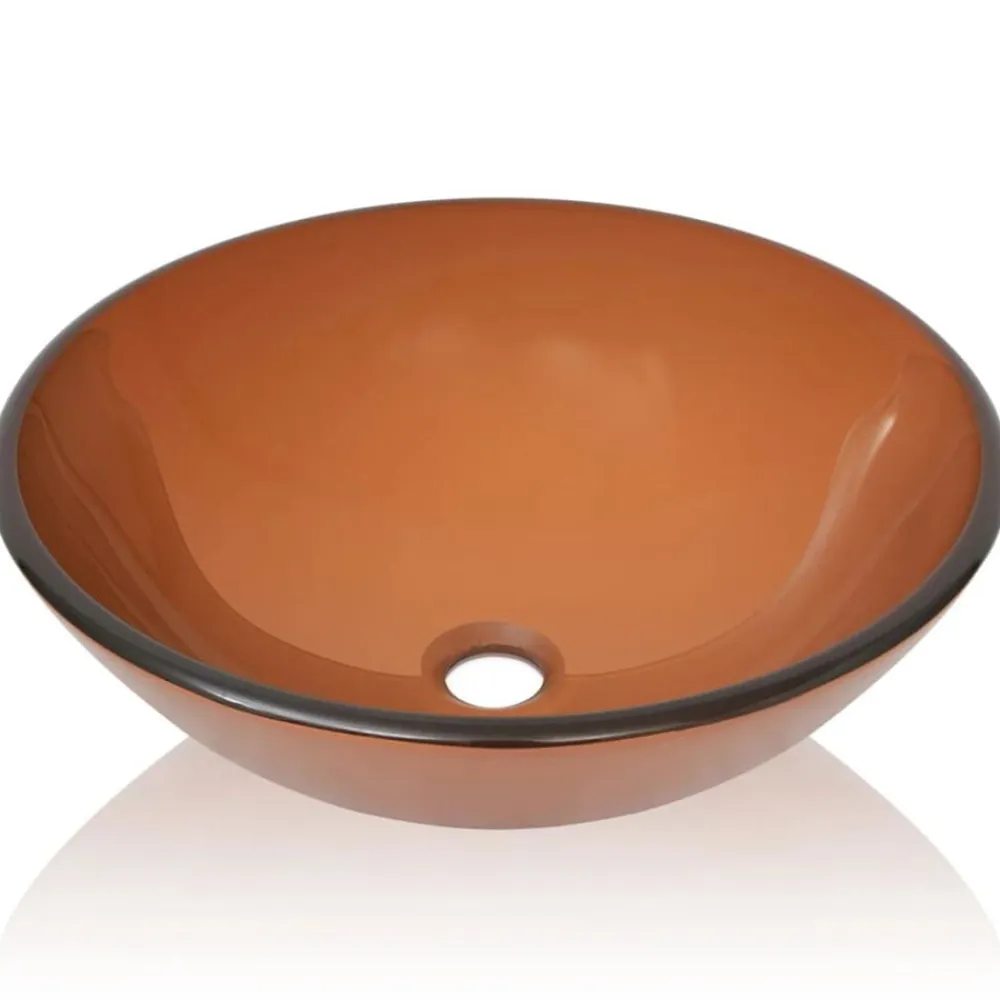 vidaXL Lavabo de vidrio templado 42 cm marrón Online