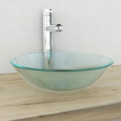 vidaXL Fontanería-Lavabo de vidrio templado 42 cm esmerilado