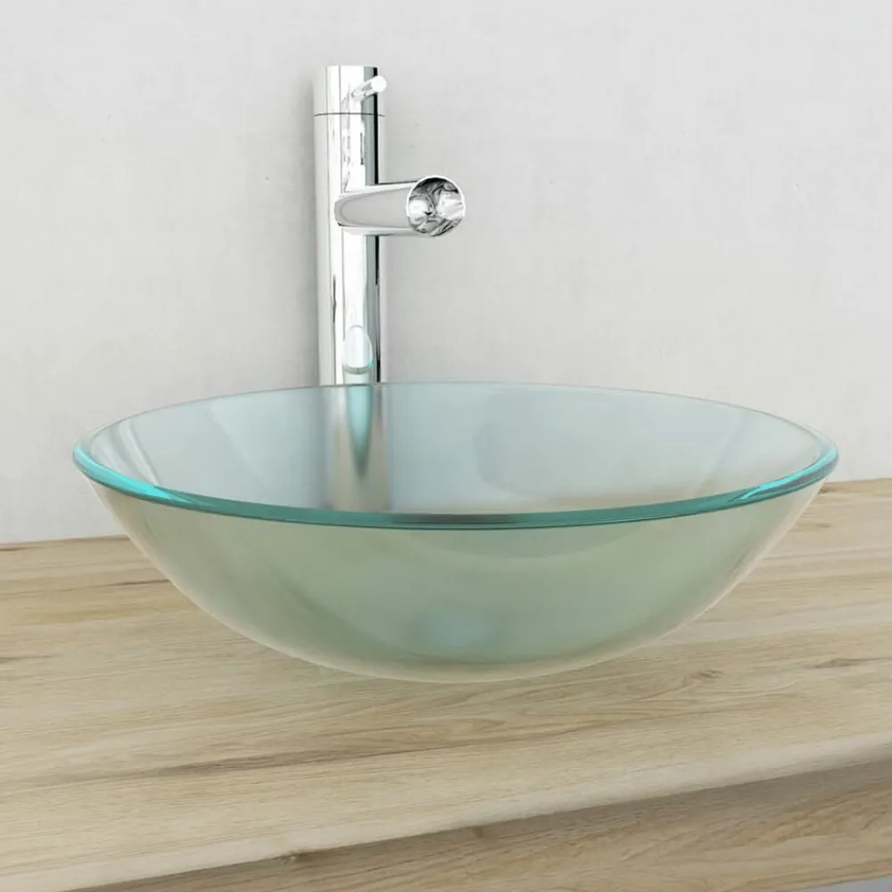 vidaXL Fontanería-Lavabo de vidrio templado 42 cm esmerilado