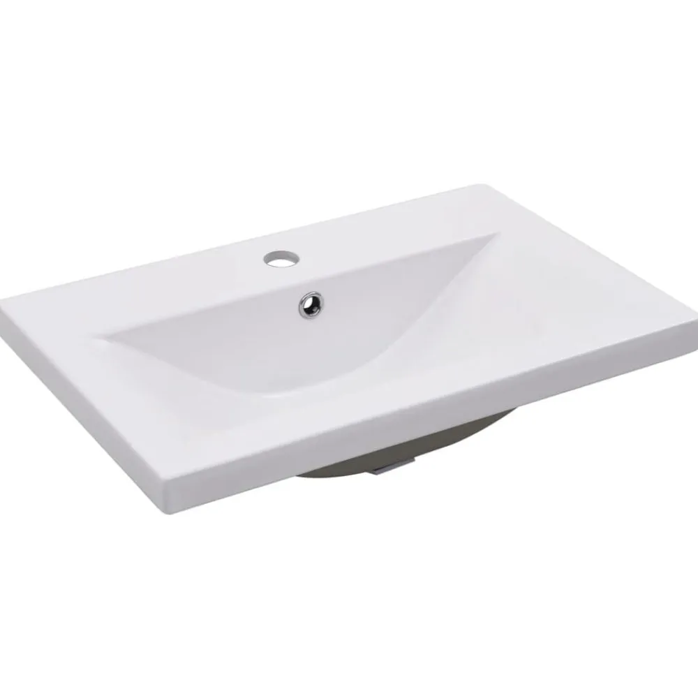 vidaXL Fontanería-Lavabo encastrado de cerámica blanco 61x39,5x18,5 cm