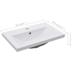 vidaXL Fontanería-Lavabo encastrado de cerámica blanco 61x39,5x18,5 cm