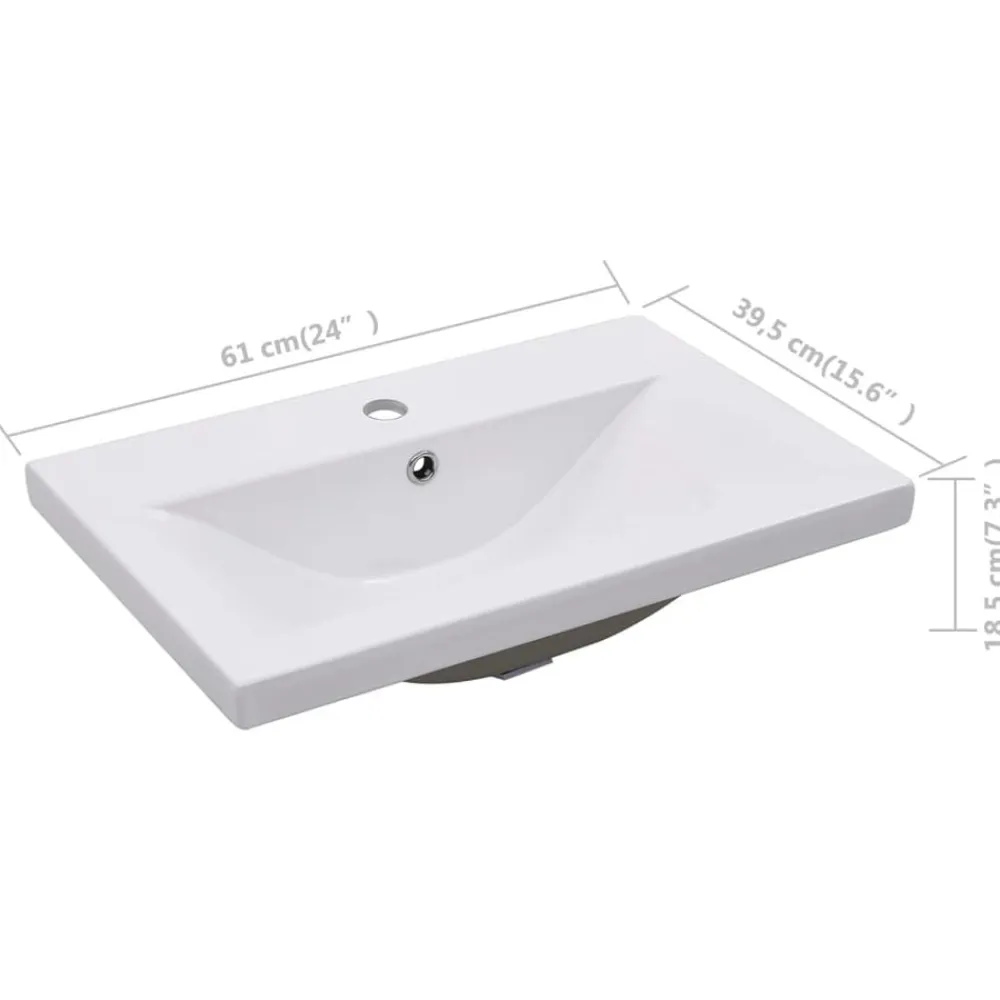 vidaXL Fontanería-Lavabo encastrado de cerámica blanco 61x39,5x18,5 cm