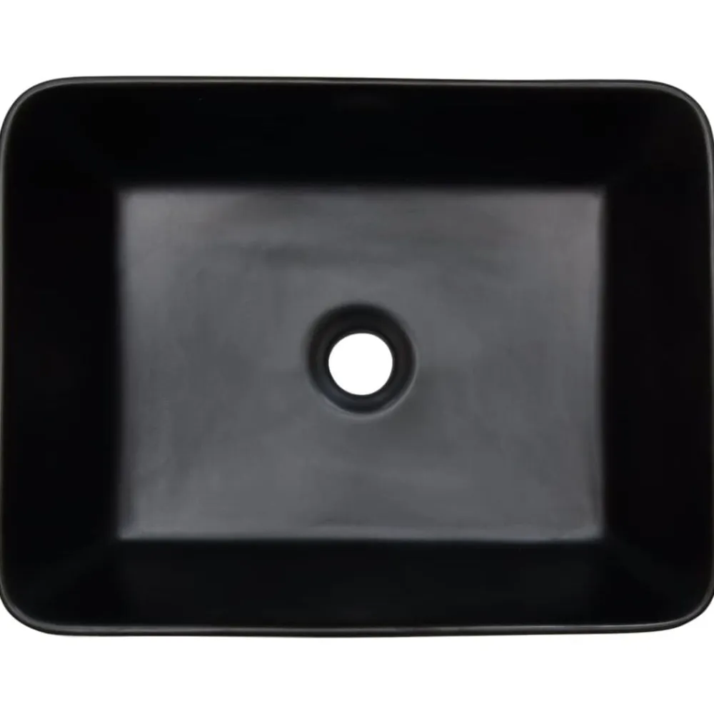 vidaXL Fontanería-Lavabo encimera rectangular cerámica negro marrón 46x35,5x13 cm