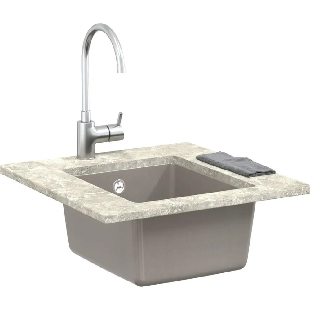vidaXL Fontanería-Lavabo 370 x 460 mm 80% Cuarzo y 20% Resina