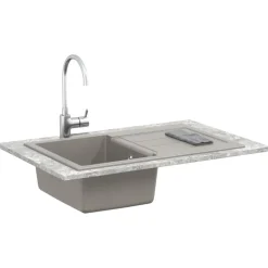vidaXL Fontanería-Lavabo 780 x 500 mm 80% Cuarzo y 20% Resina