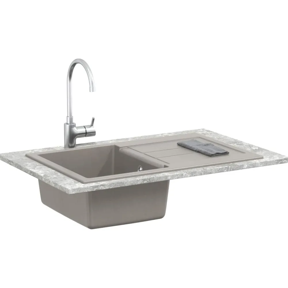 vidaXL Fontanería-Lavabo 780 x 500 mm 80% Cuarzo y 20% Resina