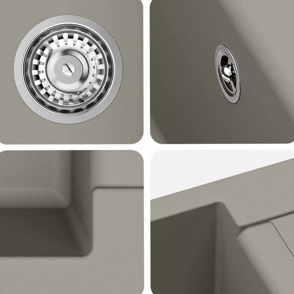 vidaXL Fontanería-Lavabo 780 x 500 mm 80% Cuarzo y 20% Resina