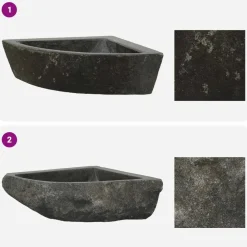 vidaXL Fontanería-Lavabo Gris (30-37) x (30-37) x 12 cm Piedra del Río