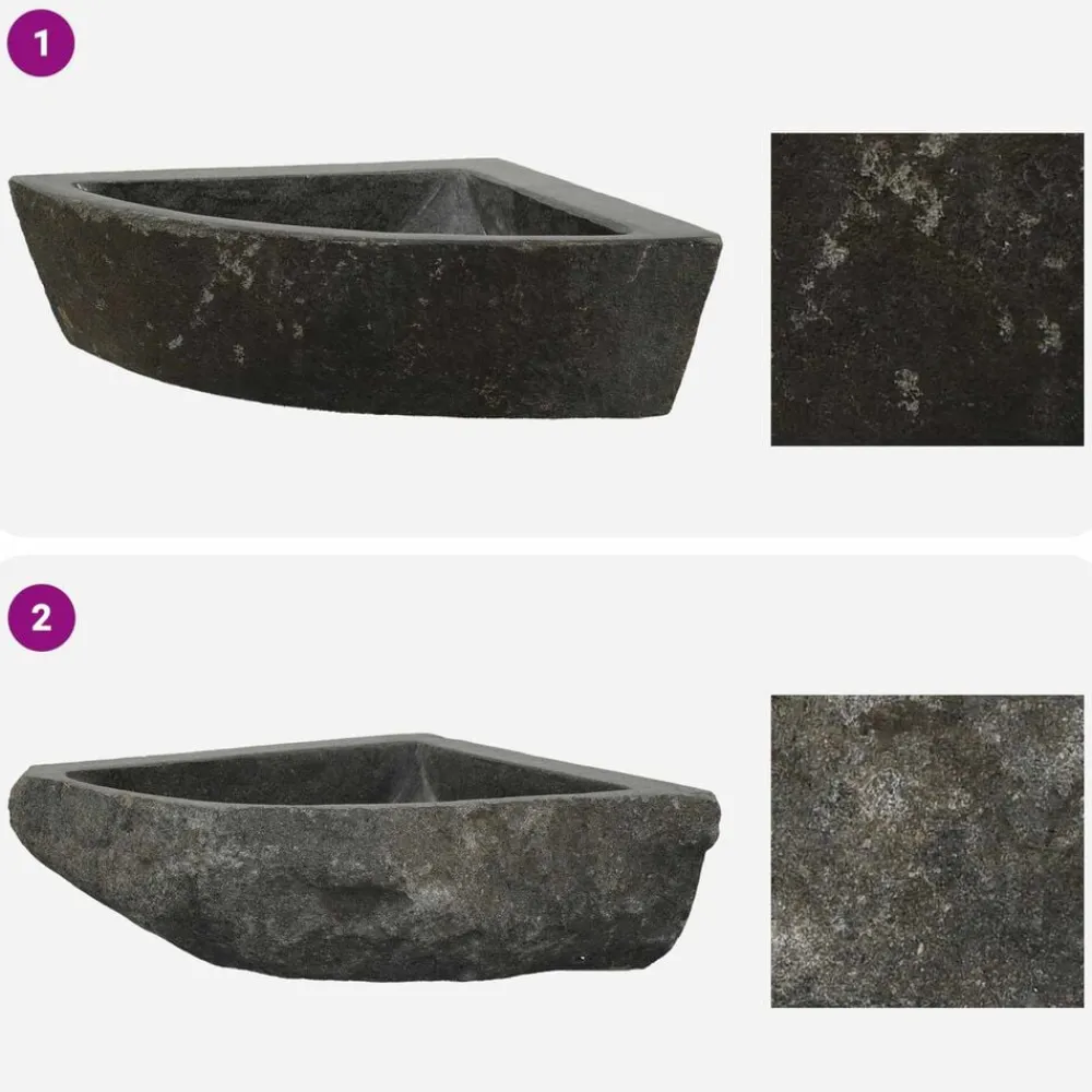vidaXL Fontanería-Lavabo Gris (30-37) x (30-37) x 12 cm Piedra del Río