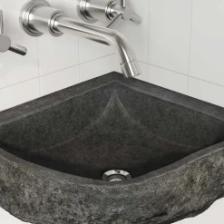 vidaXL Fontanería-Lavabo Gris (30-37) x (30-37) x 12 cm Piedra del Río