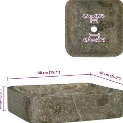 vidaXL Lavabo mármol 40x40x10 cm Gris Sale
