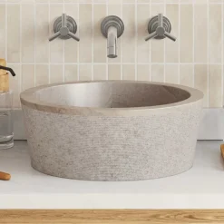 vidaXL Fontanería-Lavabo mármol Ø40x15 cm