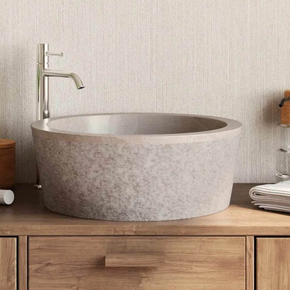vidaXL Fontanería-Lavabo mármol Ø40x15 cm