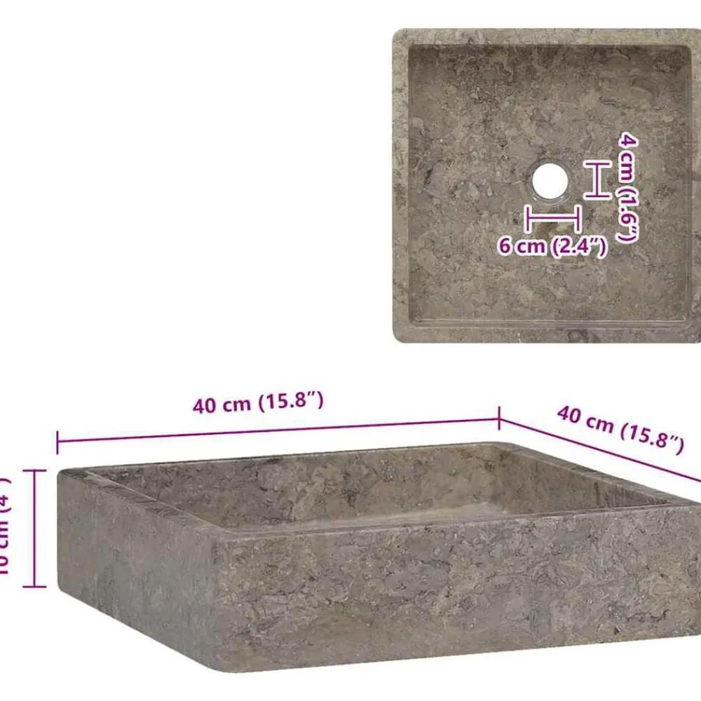 vidaXL Fontanería-Lavabo mármol 40x40x10 cm