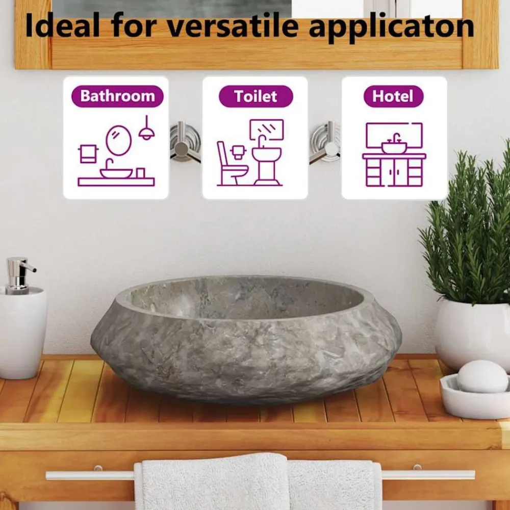vidaXL Fontanería-Lavabo mármol Ø40x12 cm
