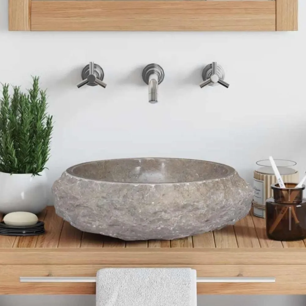 vidaXL Fontanería-Lavabo mármol Ø40x12 cm