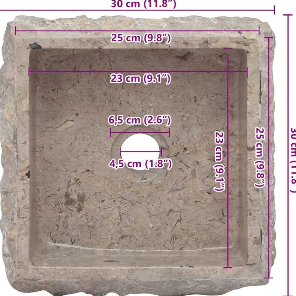 vidaXL Fontanería-Lavabo mármol 30x30x13 cm