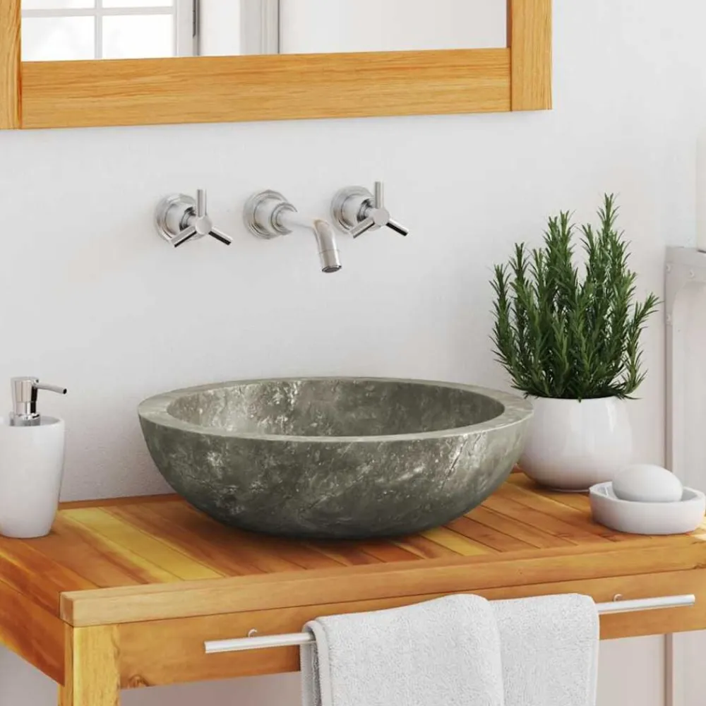 vidaXL Fontanería-Lavabo mármol Ø40x12 cm