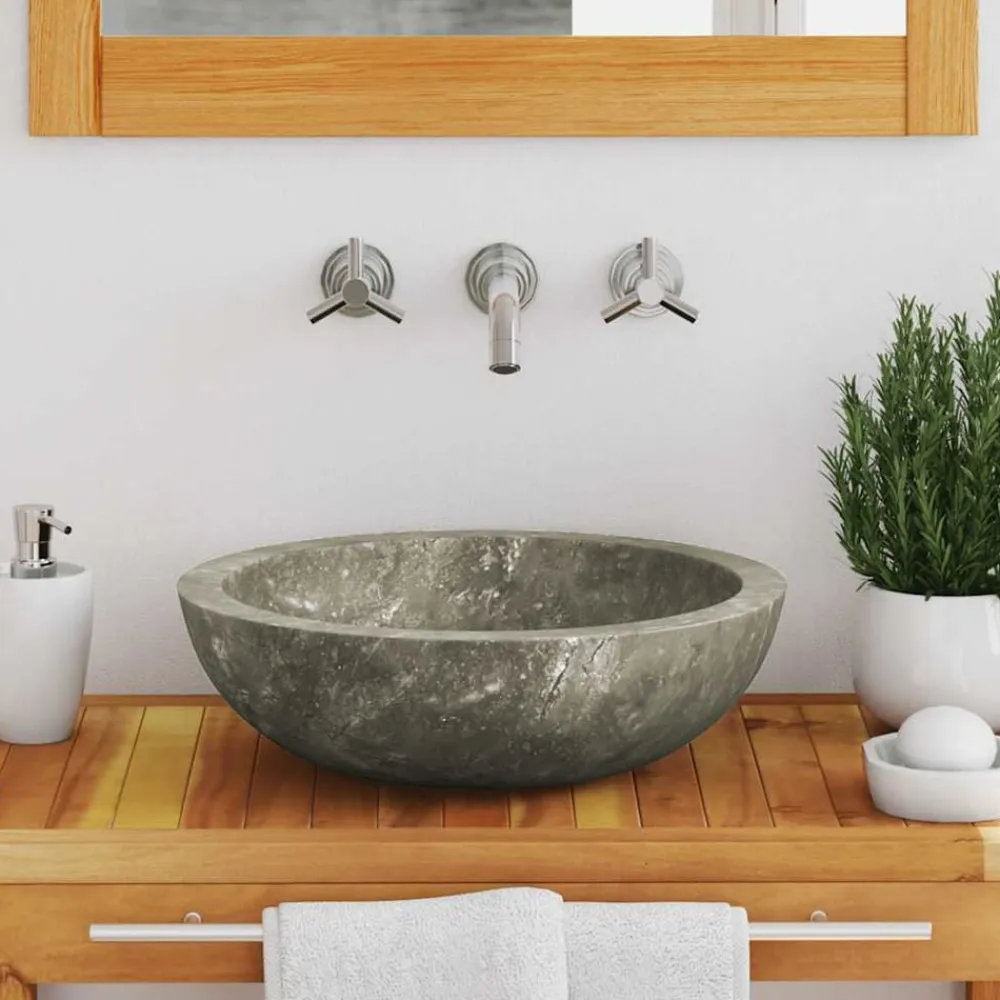 vidaXL Fontanería-Lavabo mármol Ø40x12 cm