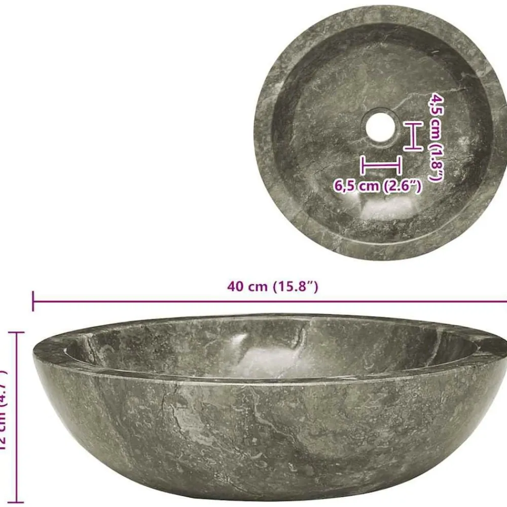 vidaXL Fontanería-Lavabo mármol Ø40x12 cm