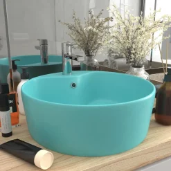 vidaXL Fontanería-Lavabo lujo con rebosadero cerámica 36x13 cm