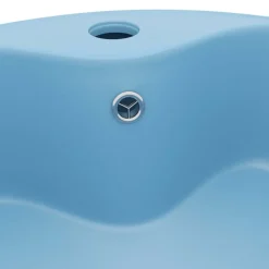 vidaXL Lavabo lujo con rebosadero cerámica 36x13 cm azul claro mate