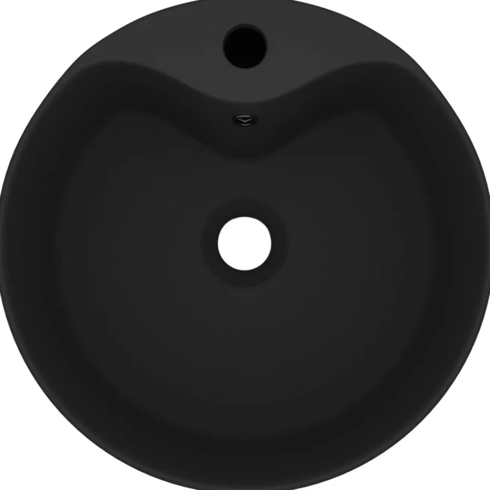 vidaXL Lavabo lujoso con rebosadero cerámica 36x13 cm Negro mate Sale