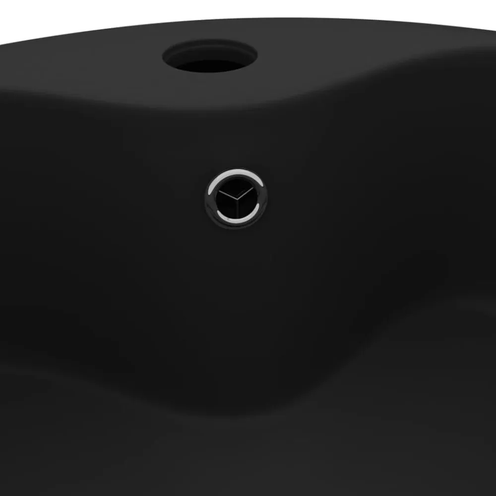 vidaXL Lavabo lujoso con rebosadero cerámica 36x13 cm Negro mate Sale