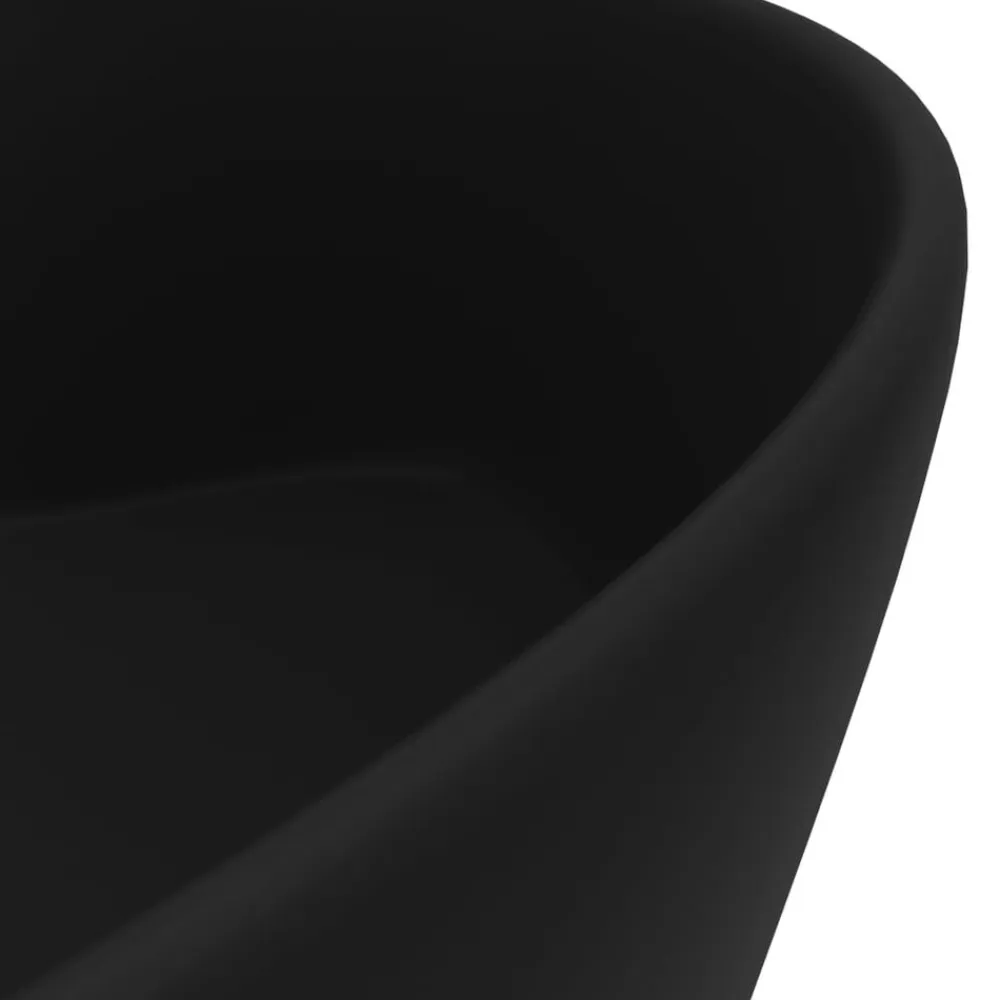 vidaXL Lavabo lujoso con rebosadero cerámica 36x13 cm Negro mate Sale