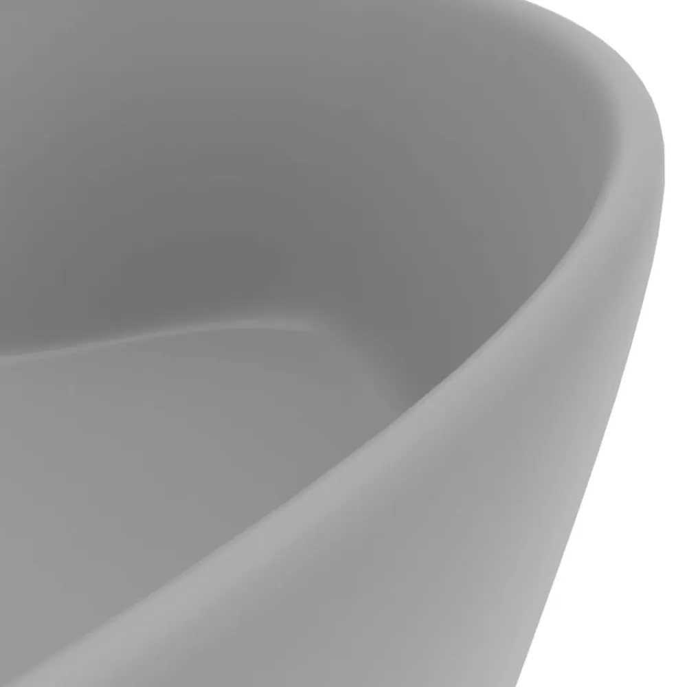 vidaXL Lavabo lujoso con rebosadero cerámica 36x13 cm gris claro mate Outlet