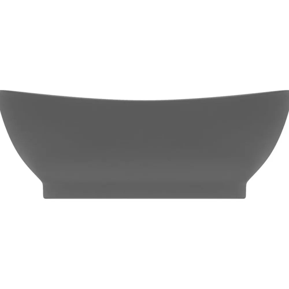 vidaXL Lavabo lujoso con rebosadero cerámica gris oscuro 58,5x39 cm gris oscuro mate Clearance