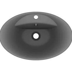 vidaXL Lavabo lujoso con rebosadero cerámica gris oscuro 58,5x39 cm gris oscuro mate Clearance