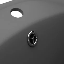 vidaXL Lavabo lujoso con rebosadero cerámica gris oscuro 58,5x39 cm gris oscuro mate Clearance