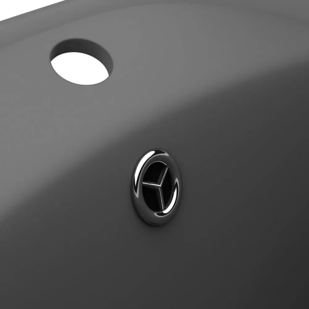 vidaXL Lavabo lujoso con rebosadero cerámica gris oscuro 58,5x39 cm gris oscuro mate Clearance