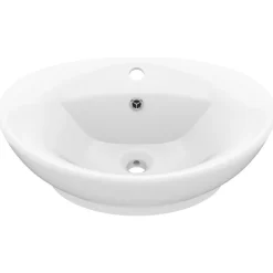 vidaXL Lavabo lujoso con rebosadero cerámica 58,5x39 cm blanco mate Hot