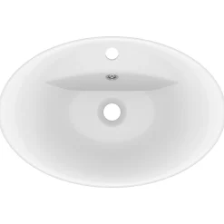 vidaXL Lavabo lujoso con rebosadero cerámica 58,5x39 cm blanco mate Hot