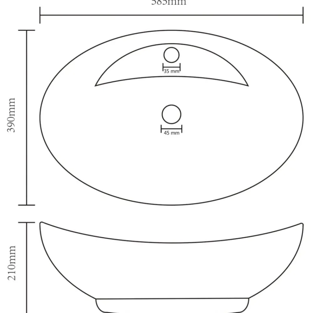 vidaXL Lavabo lujoso con rebosadero cerámica 58,5x39 cm blanco mate Hot