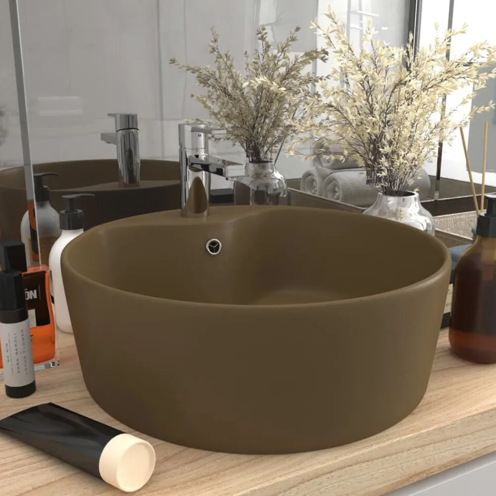 vidaXL Fontanería-Lavabo lujoso con rebosadero cerámica 36x13 cm